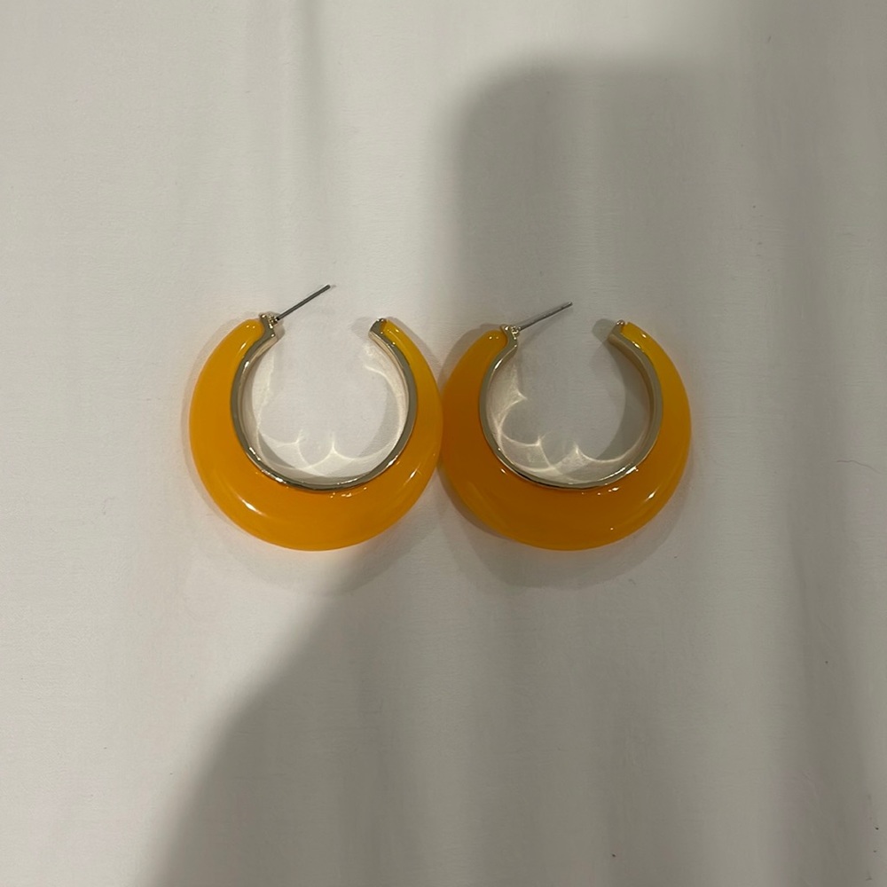 Anthropologie Yellow Hoop Fashion Earrings